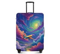 ANNA QUEEN Funny Travel Luggage Cover Suitcase Protector Suitcase Cover Anti-Scratch,Stretchable Fit for 18-32Inch Luggage,Travel Bag Cover Washable, Rainbow plane, L(fits 26-28Inch suitcase), For