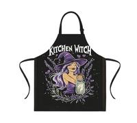 ANNA QUEEN Halloween Kitchen Witch Apron for Women Men with Pockets, Adjustable Kitchen Chef Aprons for Cooking BBQ Apron