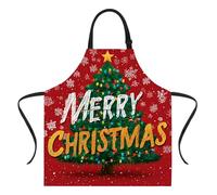 ANNA QUEEN Merry Christmas Apron for Women Men with Pockets Snowman Apron Adjustable Kitchen Chef (Merry Christmas - Green Christmas Tree 2)
