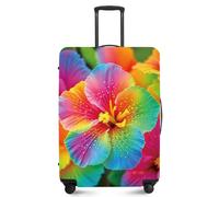 ANNA QUEEN Thicker Luggage Cover for Suitcase,Elastic Suitcase Protector,Fits 18-34 Inch Carry On and Checked Luggage,Travel Accessories, Colorful Hibiscus, XL(fits 32-34Inch suitcase)