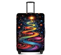 ANNA QUEEN Thicker Luggage Cover for Suitcase,Elastic Suitcase Protector,Fits 18-34 Inch Carry On and Checked Luggage,Travel Accessories, Cosmic Rainbow, XL(fits 32-34Inch suitcase)