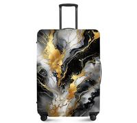 ANNA QUEEN Thicker Luggage Cover for Suitcase,Elastic Suitcase Protector,Fits 18-34 Inch Carry On and Checked Luggage,Travel Accessories, Black Gold Marble, S(fits 20-22inch suitcase)