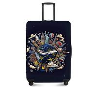 ANNA QUEEN Travel Luggage Cover,Suitcase Protector-Stretchable&Anti-Scratch Travel Bag Cover,Washable Durable Protects from Scratches,Dirt,and Damage, Travelling the World, S(fits 20-22inch suitcase