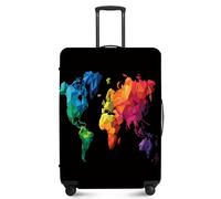 ANNA QUEEN Travel Luggage Cover,Suitcase Protector-Stretchable&Anti-Scratch Travel Bag Cover,Washable Durable Protects from Scratches,Dirt,and Damage, Geometric World Map, M(fits 24-26Inch suitcase