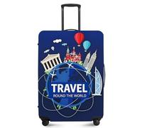 ANNA QUEEN Travel Luggage Cover,Suitcase Protector-Stretchable&Anti-Scratch Travel Bag Cover,Washable Durable Protects from Scratches,Dirt,and Damage, Travel Around The World, L(fits 28-30Inch