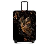 ANNA QUEEN Travel Luggage Cover,Suitcase Protector-Stretchable&Anti-Scratch Travel Bag Cover,Washable Durable Protects from Scratches,Dirt,and Damage, Butterfly Gold, S(fits 20-22inch suitcase