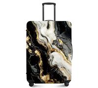 ANNA QUEEN Travel Luggage Cover,Suitcase Protector-Stretchable&Anti-Scratch Travel Bag Cover,Washable Durable Protects from Scratches,Dirt,and Damage, Black White Gold Marble, L(fits 28-30Inch