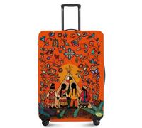 ANNA QUEEN Travel Luggage Cover,Suitcase Protector-Stretchable&Anti-Scratch Travel Bag Cover,Washable Durable Protects from Scratches,Dirt,and Damage, Rooted in Culture Orange, S(fits 20-22inch