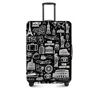 ANNA QUEEN Travel Luggage Cover,Suitcase Protector-Stretchable&Anti-Scratch Travel Bag Cover,Washable Durable Protects from Scratches,Dirt,and Damage, Vector Pattern Travel, M(fits 24-26Inch suitcase