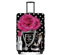 ANNA QUEEN Travel Luggage Cover,Suitcase Protector-Stretchable&Anti-Scratch Travel Bag Cover,Washable Durable Protects from Scratches,Dirt,and Damage, Pink Heels&Flowers, S(fits 20-22inch suitcase