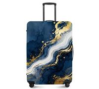 ANNA QUEEN Travel Luggage Cover,Suitcase Protector-Stretchable&Anti-Scratch Travel Bag Cover,Washable Durable Protects from Scratches,Dirt,and Damage, Blue Abstract Marble, S(fits 20-22inch suitcase