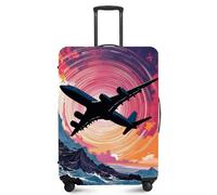 ANNA QUEEN Travel Luggage Cover Suitcase Protector Suitcase Cover Anti-Scratch,Stretchable Bag Cover Washable Durable Polyester with Elastic Hem with Zipper Closure, Airplane flight, S(fits 20-22inch