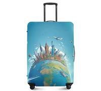 ANNA QUEEN Travel Luggage Cover Suitcase Protector Suitcase Cover Anti-Scratch,Stretchable Fit for 18-32Inch Luggage,Travel Bag Cover Washable, Earth Travel, S(fits 18-21inch suitcase), For Travel