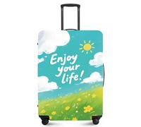 ANNA QUEEN Travel Luggage Cover Suitcase Protector Suitcase Cover Anti-Scratch,Stretchable Fit for 18-32Inch Luggage,Travel Bag Cover Washable, Enjoy your life, S(fits 18-21inch suitcase), For Travel