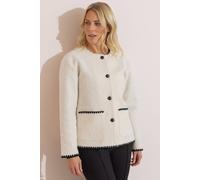 Anna Rose Boucle Collarless Jacket In Cream Cream XXL