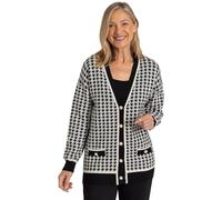 ANNA ROSE Dogtooth Cardigan - Black/Ivory - L