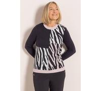 Anna Rose Embellished Animal Patchwork Print Jumper In Black Black M