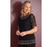 Anna Rose Embellished Mesh Top In Gold Gold XXL