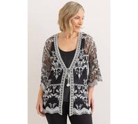 Anna Rose Embroidered Mesh Cover Up In Black Black M/L