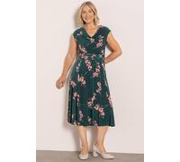 Anna Rose Floral Print Belted Dress In Green Green 10