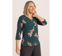 Anna Rose Floral Printed Top In Green Green L