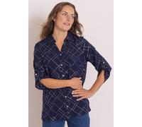 Anna Rose Geometric Foil Print Blouse In Navy Navy 10
