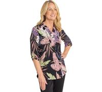 ANNA ROSE Leaf Print Top with Necklace - Black/Multi - L