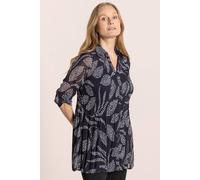 Anna Rose Pleated Spot Print Blouse In Navy Navy 10