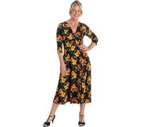 ANNA ROSE Printed Twist Front ITY Dress - Black/Orange - 14