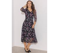 Anna Rose Ribbon Detail Mesh Midi Dress In Black Black 14