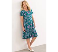Anna Rose Textured Floral Printed Dress In Green Green 14