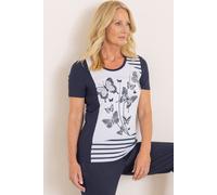 Anna Rose Women's Embellished Butterfly Print Top in Navy | Size: Large Anna Rose Navy L