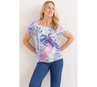 Anna Rose Women's Embellished Garden Print Top in White | Size: Large Anna Rose White L