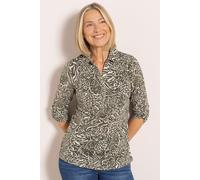 Anna Rose Women's Printed Shimmer Top in Khaki | Size: Medium Anna Rose Khaki M