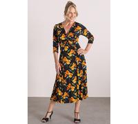 Anna Rose Women's Printed Twist Front ITY Dress in Black | Size: 10 Anna Rose Black 10