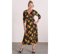 Anna Rose Women's Printed Twist Front ITY Dress in Black | Size: 14 Anna Rose Black 14