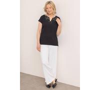 Anna Rose Women's Wide Leg Pull On Trousers in Ivory | Size: 20 Anna Rose Ivory 20