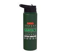 Anna Santa's Little Helper Funny Anna Christmas Name Stainless Steel Insulated Water Bottle