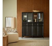 Anna - Tall Glass and Solid Door Display Cabinet in Mindi 120 cm Black