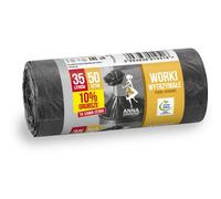 ANNA ZARADNA 10% Thick Bin Liners, Tear-Resistant, Durable, 35 litres, Pack of 50-1 Roll, Bin Liners, Waste Bags for Waste, Office, Made of Thick HDLD-Regranulate Film, Colour: Black (ST-AZ-010516)