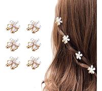ANNACREATIONS 6 Pcs Korean Style Small Hair Claw Clips Mini Pearl Claw Clips Pearl Barrettes Hairpin Hair Accessories for Women & Girls