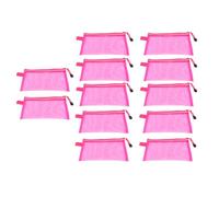 Annadue 12pcs Mesh Zippered Pencil Pouches Clear A6 Case (12pcs) | Transparent See Through, Lightweight Polyester Fabric, Slim Binder Fit, Cosmetics Organizer Bags