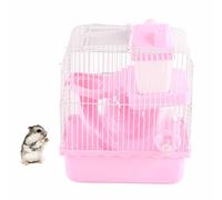 Annadue 2 Tier Hamster Cage, Large Space Deep Base Hamster, Small Pet Cage with Deep Panels, Escape Proof Home for Small Animals (Pink)