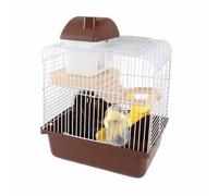 Annadue 2 Tier Hamster Cage, Large Space Deep Base Hamster, Small Pet Cage with Deep Panels, Escape Proof Home for Small Animals (Coffee)