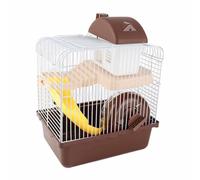 Annadue 2 Tier Hamster Cage, Large Space Small Pet Hamster Cage with High Chassis, Home for Syrian Dwarf Gerbils Mice (Coffee)