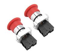 Annadue 2PCS 22MM Emergency Stop Switch Button Red Sign, Electrical Disconnect Push Button Switch for Industrial Machinery Safety Equipment