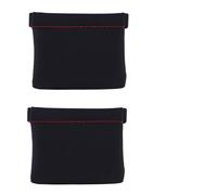 Annadue 2Pcs Black PU Leather Earphone Bag, Self Closing Storage Pouch, Portable Carry Bag for Earbuds, Keys, USB Flash Drives, Jewelry and Small Accessories
