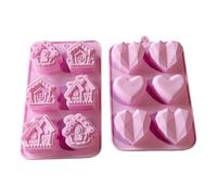 Annadue 2PCS Heart Silicone Mold for Soap Candle Baking | Flexible Heart Shaped Tray, Non Stick Surface, Easy Release, Reusable Craft Tool, Oven Safe, Food Grade Silicone, DIY