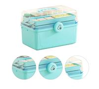 Annadue 3 Layers Storage Box, Portable Large Capacity Shockproof Organizer for Home Outdoor Travel (Sky Blue)