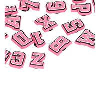 Annadue 37Pcs Letter Number Shoe Charms, PVC Lovely Shoes Charm Decoration Accessory, Pattern Shoe Charms for Party Gift (Pink)